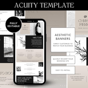 Acuity Scheduling Template Hair Stylist Booking Site Template Design Canva Editable Brand Kit for Small Business Beauty Website Banner