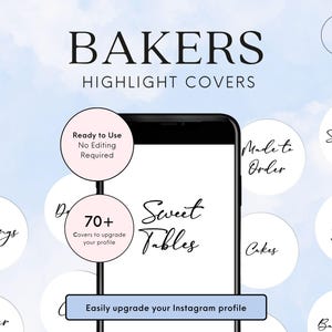 Cupcake Business Story Covers for Baker Branding Instagram Highlights for Bakery Social Media Icons Dessert Shop IG Highlights for Cakery