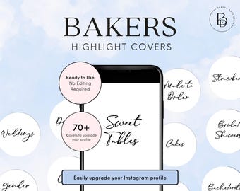 Portadas destacadas de Instagram para negocios de cupcakes, branding de panadería (71 archivos JPEG)