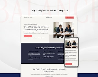 Accounting Website Template Squarespace | Clean, Modern, Professional Design for Bookkeeping, CPA & Tax Preparation | Plug and Play