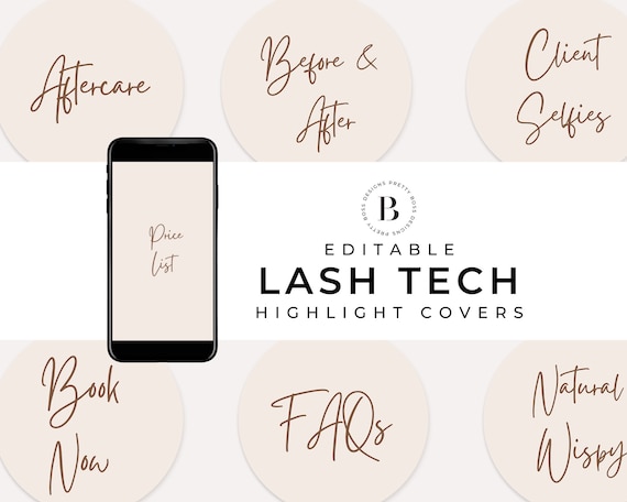 Lash Tech Instagram Highlight Cover, Canva Templates, Story Cover