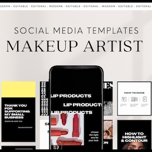 Makeup Artist Instagram Template Canva Beauty Content IG Story and Post Editable Social Media Templates for Professional Business Branding