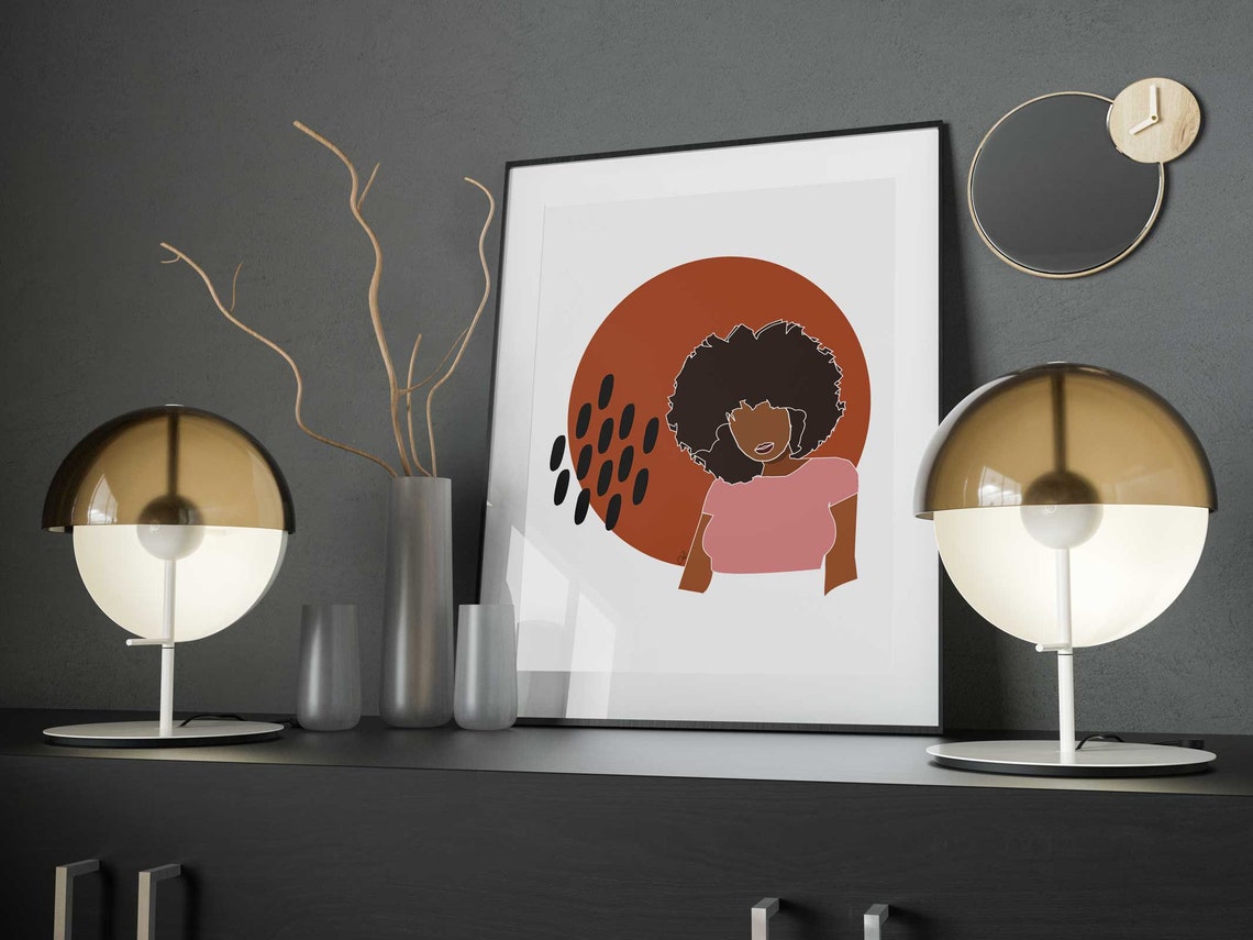 Black Girl Wall Art Print Living Room Art African American Etsy