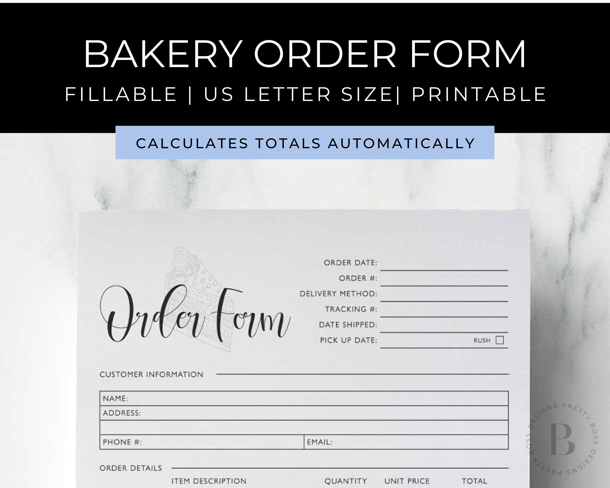 bakery order form printable cake order form template fillable custom