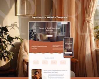 Squarespace Therapy Website Template | Warm, Earthy, Organic | Mobile Friendly Design for Mental Health Private Practice