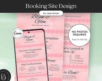 Lash Tech Booking Template: Acuity Scheduling & Square Website Banners (Canva)