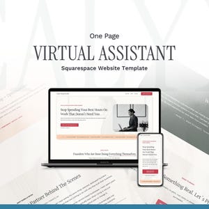 One Page Website Template Squarespace | Professional, Clean Design for Virtual Assistant & Online Business Manager | Beginner Friendly