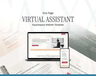 Squarespace Template Virtual Assistant, One Page Website Template for VA and Online Business Manager