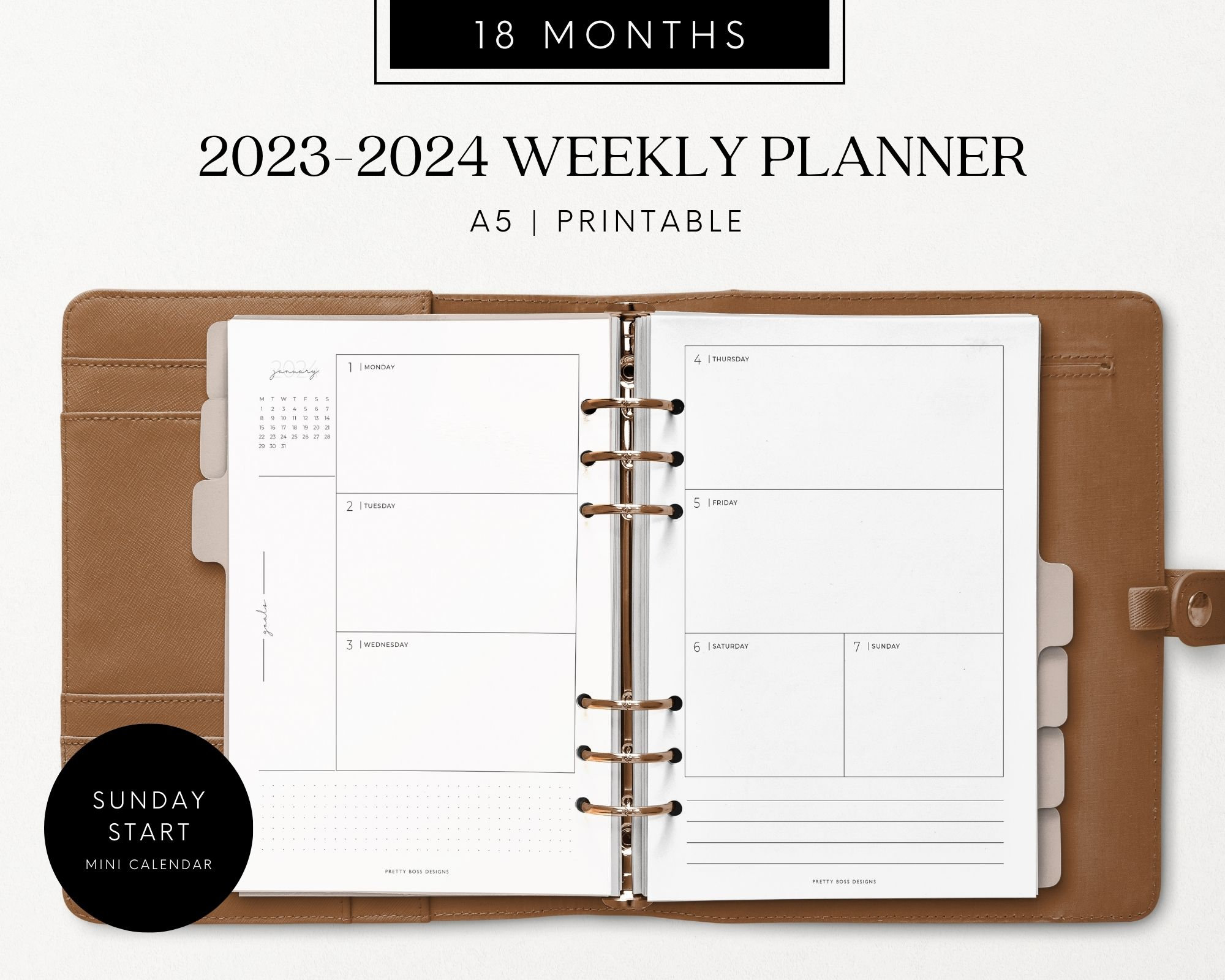 2024 Table Talk A5 Weekly Planner, Baby Blue