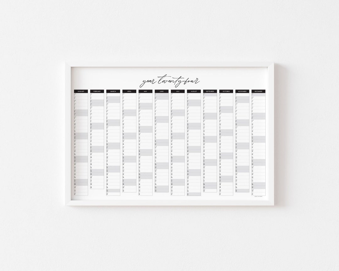 2024 Calendar Printable Large Wall Calendar A1 Wall Planner Etsy