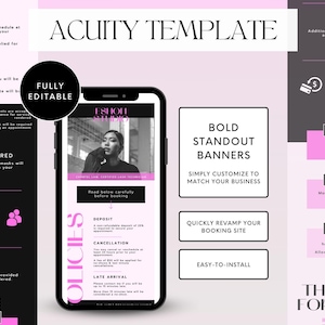 Purple Acuity Scheduling Template Lashes Booking Site Lash Tech Branding Template for Business Beauty Website Banner Editable Canva Design