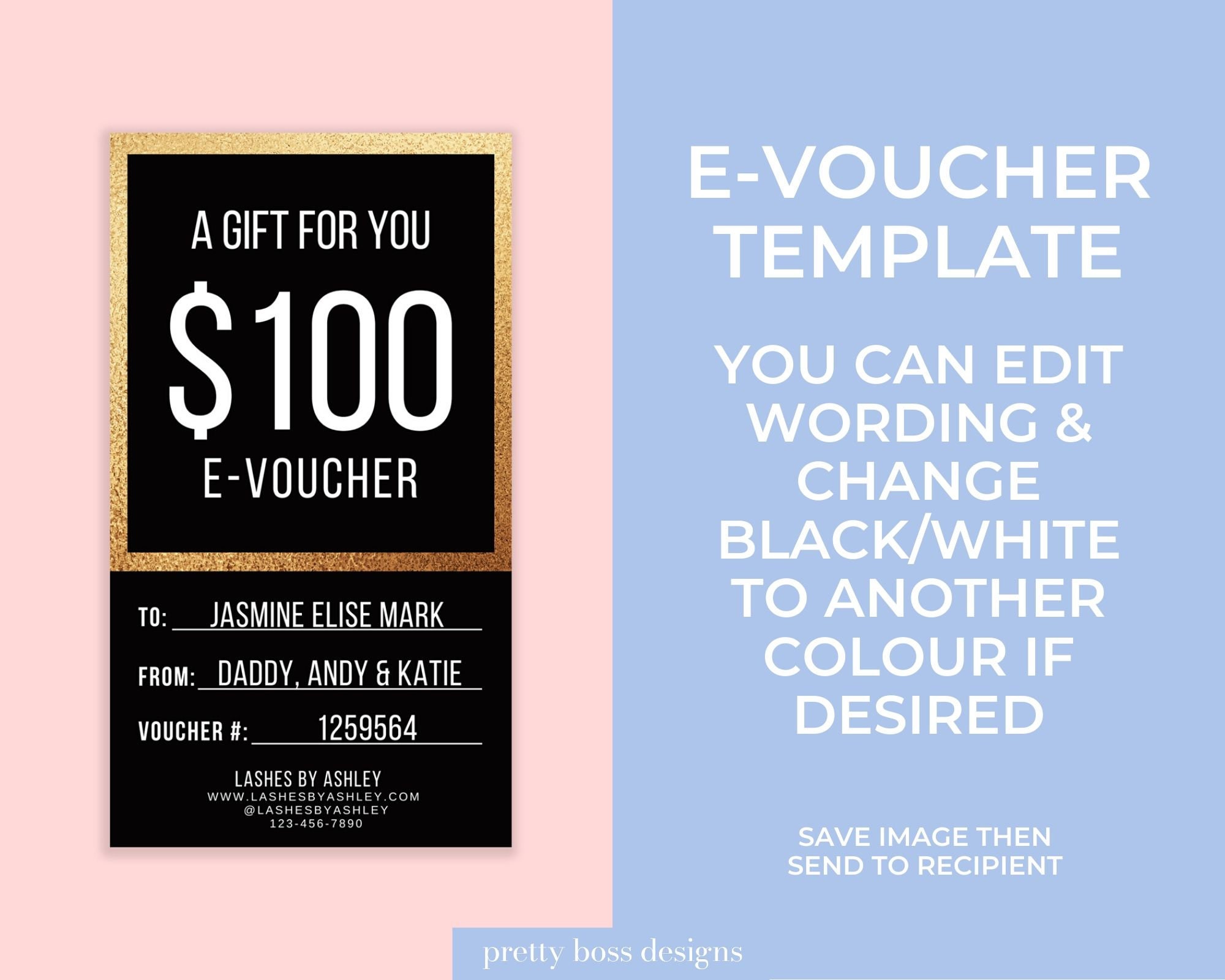 EVoucher Template Electronic Gift Certificate for Etsy