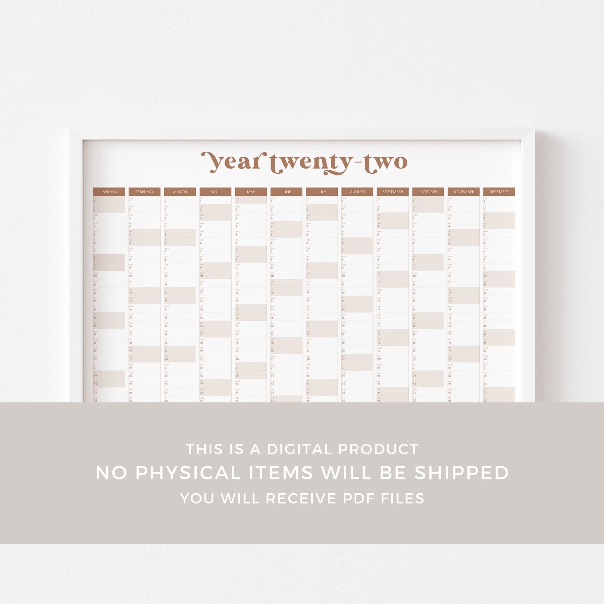 large 2022 wall calendar printable etsy
