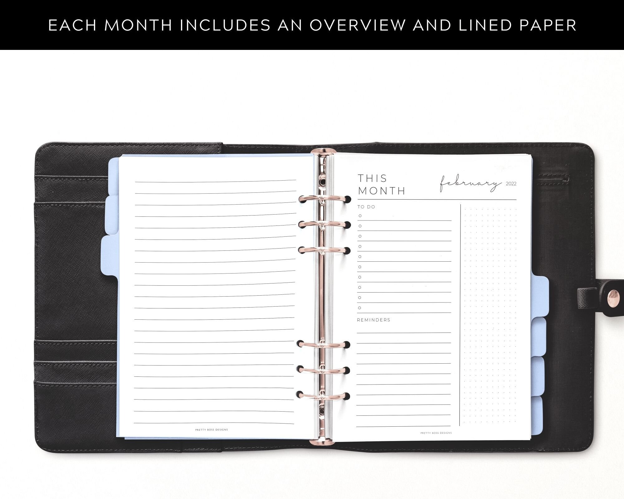 US Letter Digital PDF file Monthly planner Printable planners Planner