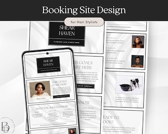 Square Booking Site Hairstylist Acuity Scheduling Template Canva Website Banner with Hair Colorist Business Policies for Appointment Page