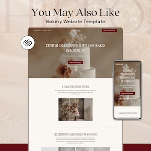 Bakery website template showcasing a sophisticated cake design.