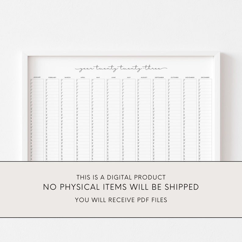 Printable 2023 Wall Calendar Large Wall Planner Minimalist - Etsy Canada