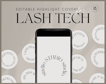 Lash Instagram Highlights Icons Social Media Design Canva Template Editable Lash Tech Business Beauty Branding for Eyelash Extension