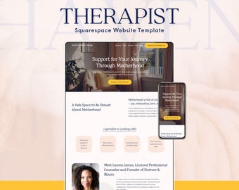 Therapy Website Template Squarespace | Clean, Soft, Minimal | No Code Design for Psychology Practice