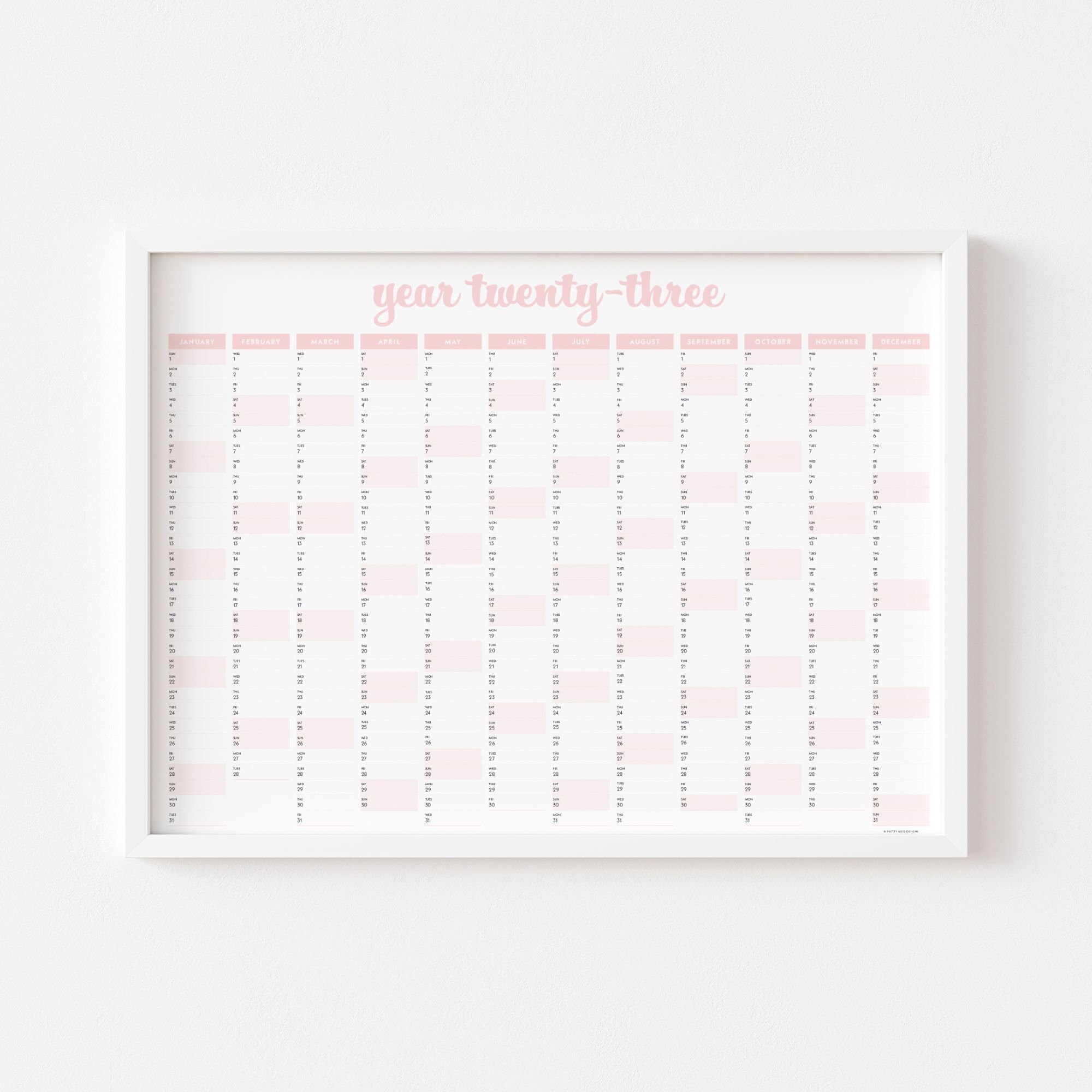 Printable Large Wall Calendar 2023 Yearly Planner Poster Etsy