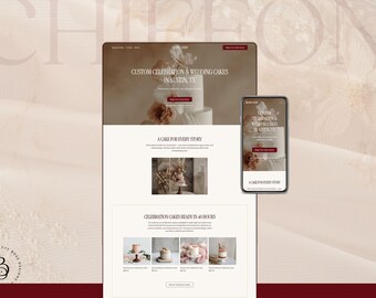 Bakery Website Template Squarespace for Cake Business, Wedding Vendor Website
