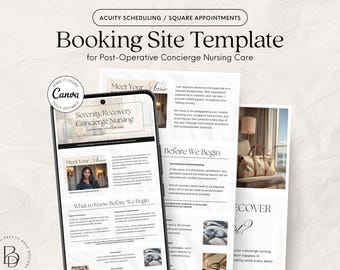 RN Concierge Nursing Booking Site Template Acuity Scheduling & Square for Cosmetic Surgery Recovery Specialist