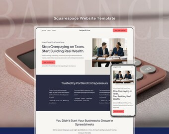 Accounting Website Template Squarespace | Clean, Modern, Professional Design for Bookkeeping, CPA & Tax Preparation | Plug and Play