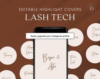 Lash Business Story Covers IG Highlights Social Media Templates Canva Icons for Instagram Aesthetic Branding Kit for Lash Artists Marketing