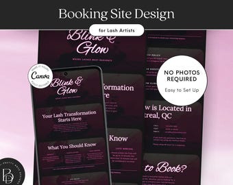 Lash Tech Square Booking Site Template: Salon Policies, No Photos (Canva)