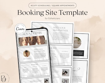 Esthetician Canva Website Banners: Acuity Scheduling & Square Template