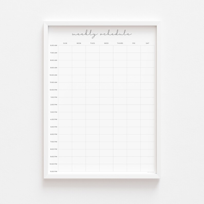 Large weekly wall planner hourly weekly schedule weekly etsy