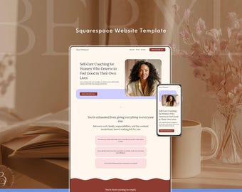 Life Coaching Website Template Squarespace | Soft, Feminine, Colorful Design for Wellness Coaches | Mobile Friendly