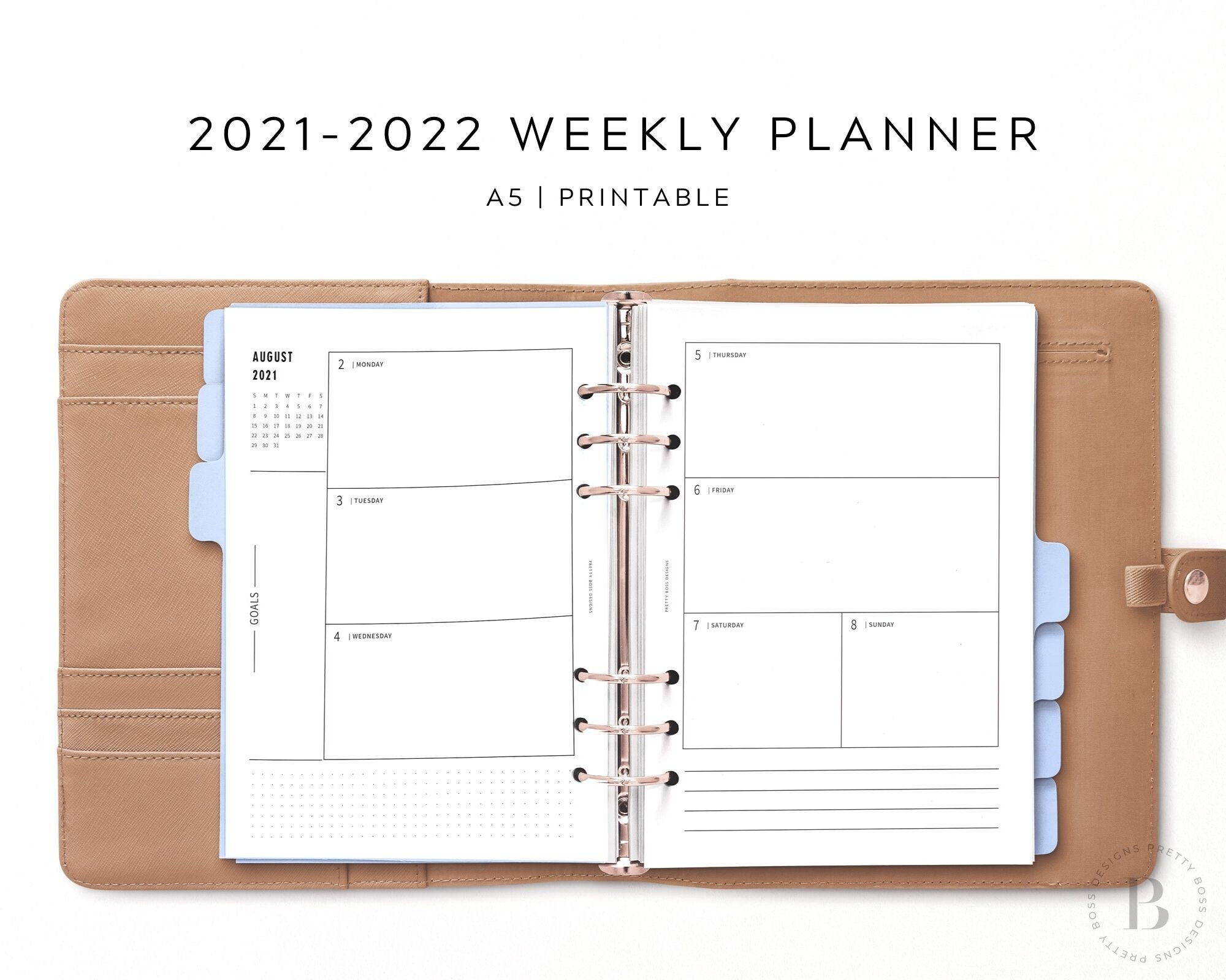 a5 weekly planner 2021 2022 inserts