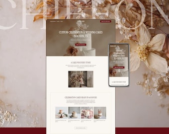 Cake Business Website Template Squarespace | Bold, Elegant, Editorial Design for Wedding Bakers | Drag and Drop