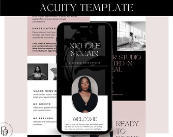 Acuity Scheduling Template: Hair Salon Beauty Branding for Booking Website