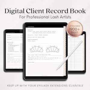 Libro de registro de clientes de pestañas Plantilla de planificador comercial de Lash Tech para pestañas Planificador digital para iPad de Goodnotes Seguimiento de servicio de notas de clientes