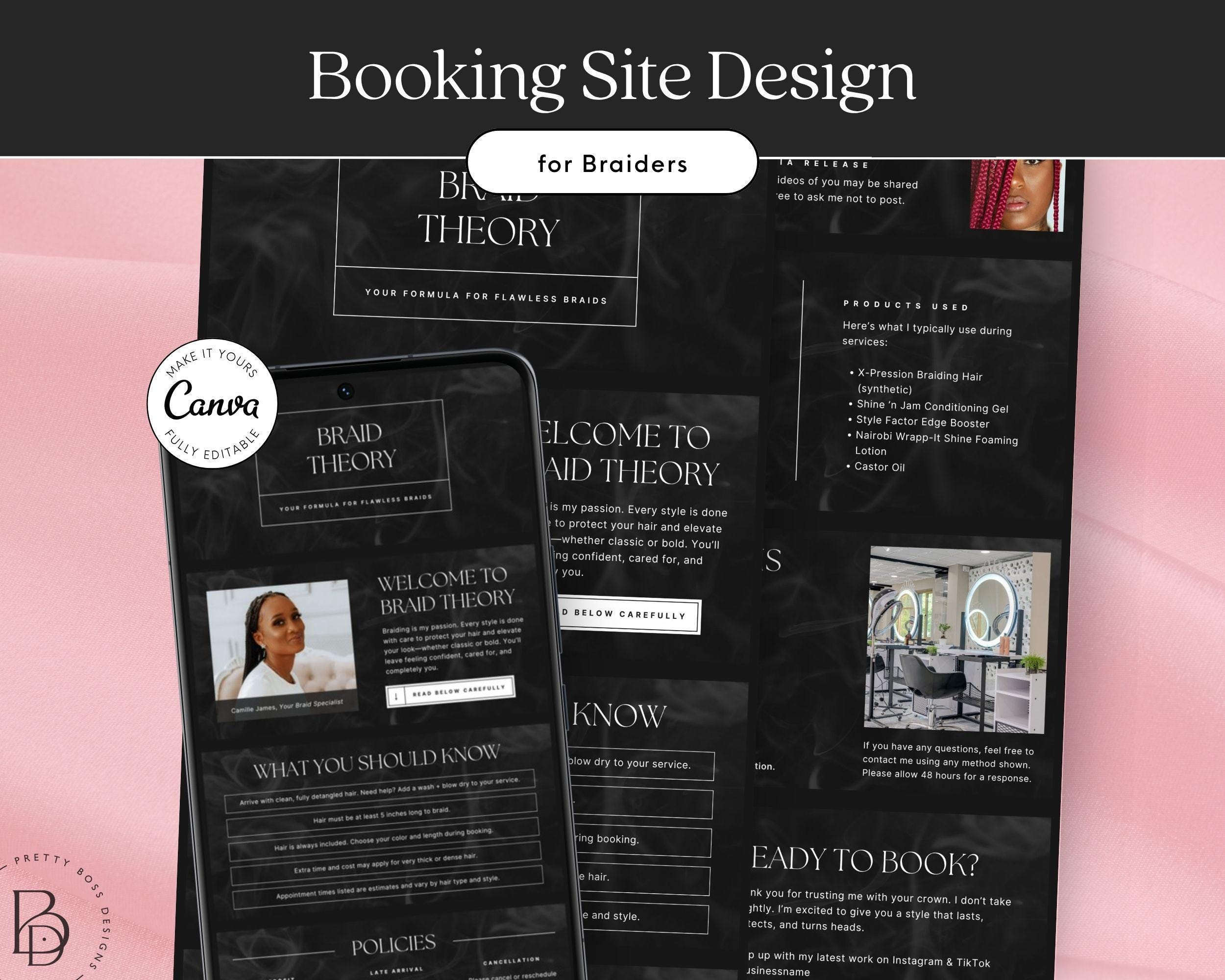 Braider Square Booking Site Template Braids Acuity Scheduling Template for Appointment Website Banners Canva Hairstylist Business Policies
