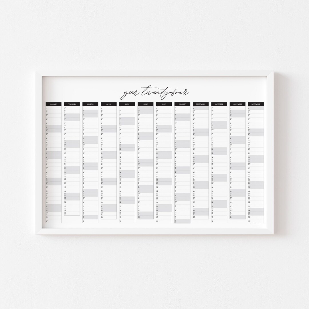 2024 Poster Calendar Printable Large Wall Calendar A1 Wall Planner