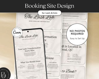 Lash Tech Booking Site Template: Square & Acuity, Canva Banners (No Photos)