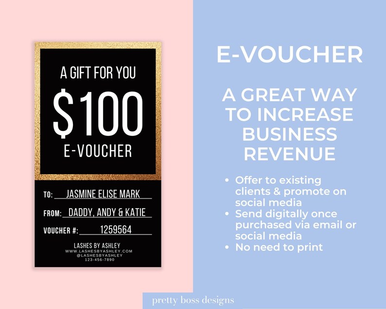 EVoucher Template Electronic Gift Certificate for Etsy