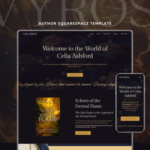 Romantasy Author Website Template Squarespace | Dark, Editorial, Bold Design for Fantasy Romance Writers | Mobile Friendly
