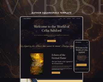 Romantasy Author Website Template Squarespace | Dark, Editorial, Bold Design for Fantasy Romance Writers | Mobile Friendly