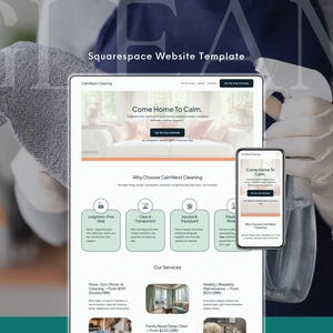 Cleaning Business Website Template Squarespace | Clean, Modern, Simple Design for Maid Service & House Cleaning | Easy to Customize