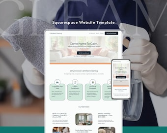 Cleaning Business Website Template Squarespace | Clean, Modern, Simple Design for Maid Service & House Cleaning | Easy to Customize