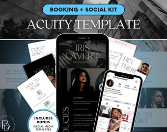 Makeup Artist Acuity Scheduling Template, Black & White Instagram Posts, Canva Editable