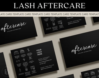 Lash Aftercare Cards Template for Lashes Extensions Care Instructions Editable Canva Lash Business Card Template Elegant Beauty Designs