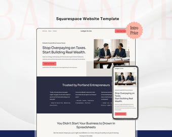 Squarespace Accounting Website Design Template for Bookkeeping, Tax Preparation & Financial Advisor