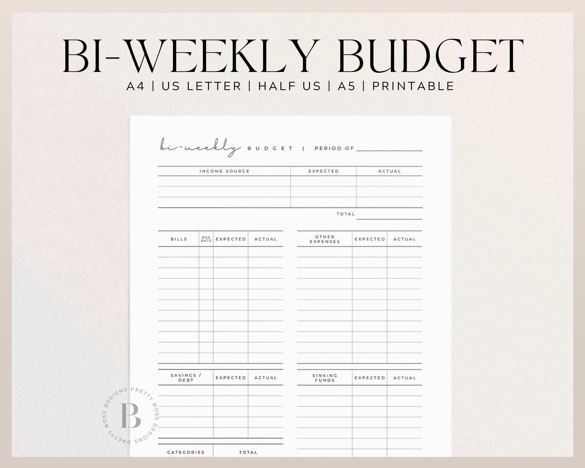 Budget Planner Printable, Finance Planner, Bi-weekly Budget, Monthly  Budget, Weekly Budget, Paycheck Budget Printable, Budget Template 