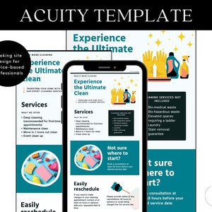 Cleaning Business Acuity Scheduling Template House Cleaning Service Booking Site Template for Canva Editable Commercial Cleaning Template