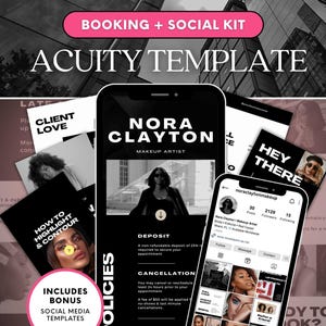 Acuity Scheduling Template Mua Booking Site Template Makeup Artist Professional Business Beauty Branding Instagram Post Bundle Canva Designs